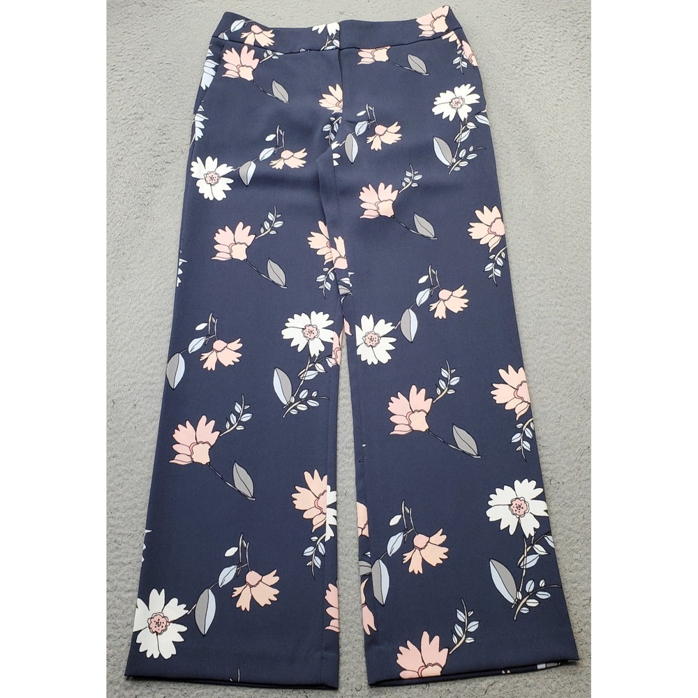 Ann Taylor LOFT Trouser Pants Womens 4 Multicolor Floral Print Boho Wide-Leg